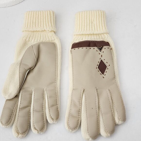 Vintage English Village Womens Driving Gloves Sweater w Vinyl Palms and Back New - Picture 3 of 4